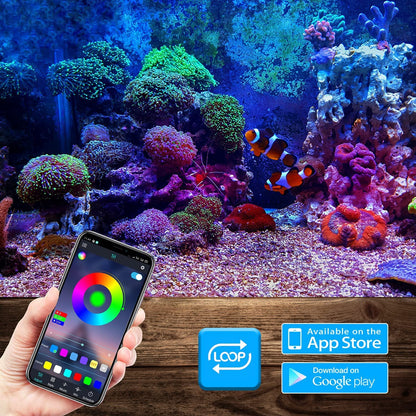 GreenSun aquarium lamp, aquarium lighting, LED aquarium light with app remote control, RGB multicolor, IP68 waterproof, for freshwater aquarium light 28cm
