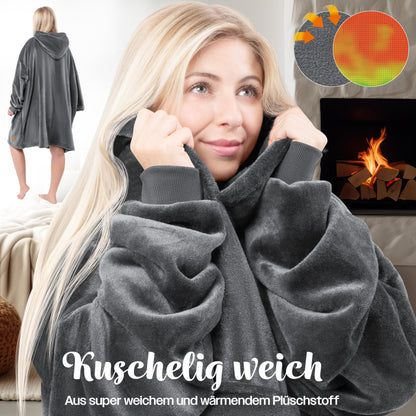 KESSER® Hoodie Blanket Snuggle Blanket with Sleeves Blanket Pullover Versatile Wearable Blanket for Women & Men, Sweatshirt Cozy Fleece Adult Soft Sleeve Blanket Oversize Anthracite