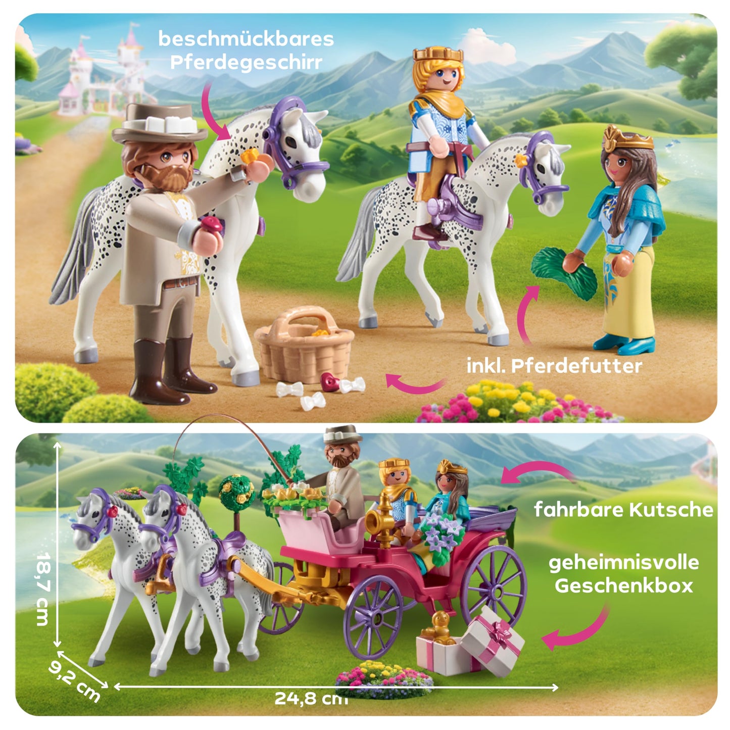 PLAYMOBIL | Princess Magic | Carriage Ride with Princess and Prince | Princess Toy | Fairy Tale Toy for Kids aged 4 and up | 71846