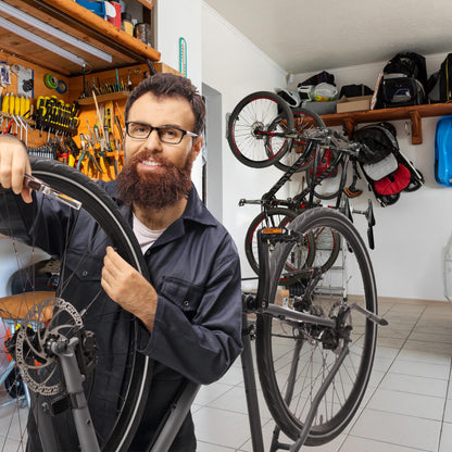 Relaxdays 6 x Bike Wall Mount, Bike Suspension up to 25kg, vertical, Wall Bike Holder Garage, Steel, Bike Hooks, Silver