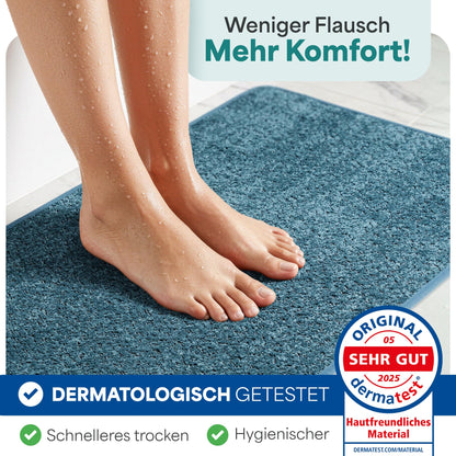 Grounded® bath mat blue - non-slip & washable - absorbent bathroom mat - hygienic shower mat - bath mat non-slip washable 60x90 cm quick-drying