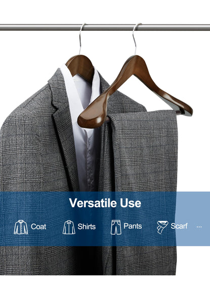 HOUSE DAY Wide Walnut Wood Hangers 6X Non-Slip Hangers Sturdy Coat Hangers Suit Hangers Wood Hangers, Wide Shoulders Non-Slip Pants Bars Rotatable Hooks