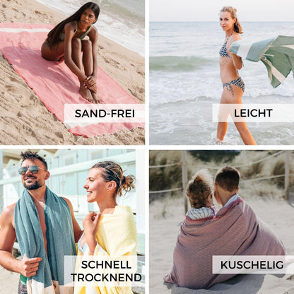 Furora Holiday beach towel large 100x200 cm: Cotton (2er set), light thin compact | Fouta beach towel XXL, hammam towel sauna towel | Women & men bath towel beach blanket - Vacation must-haves