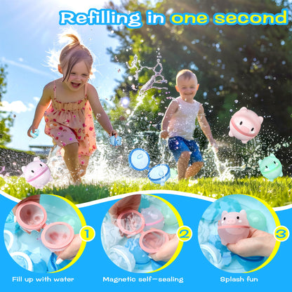 DBPBToU 8/12/16 Piece Water Balloons Reusable for Kids Adults, Self-sealing Water Balloons, Water Toys for Children for Family Game Beach Pool Party (8 Pieces)