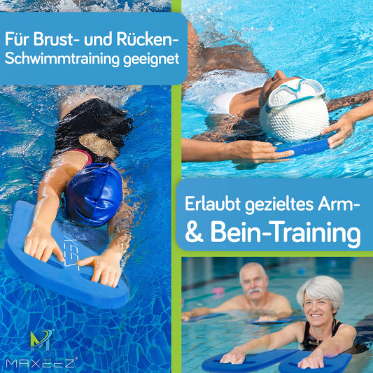 MAXEEZ® swim board for adults & children [from 15 kg] - swimming aid for improving swimming style - swim learning aid with ideal buoyancy - no water absorption.