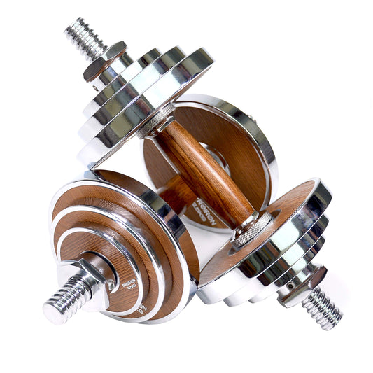 PROIRON Walnut-steel dumbbell set 20KG Adjustable dumbbell for gym office home (Pair)