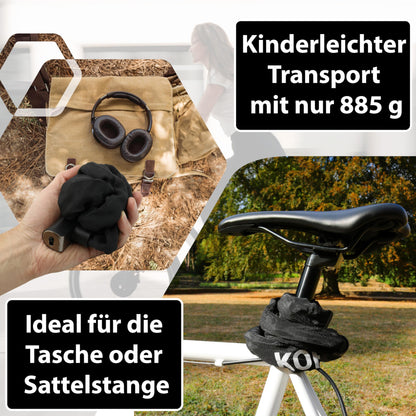 KOHLBURG chain lock bike [103cm long, 6mm thick titanium steel chain] - clickable bike lock with key [3x] also usable as e scooter lock & e bike lock - high security bike lock