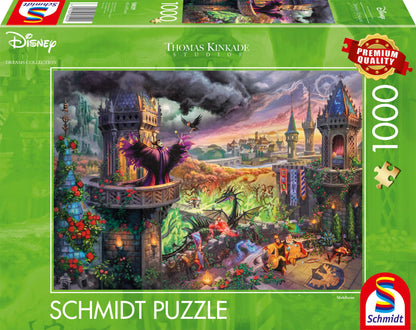 Schmidt Spiele 58030 Thomas Kinkade, Disney, Moana, 1000 pieces puzzle, standard & 58029 Thomas Kinkade, Disney, Maleficent, 1000 pieces puzzle, standard