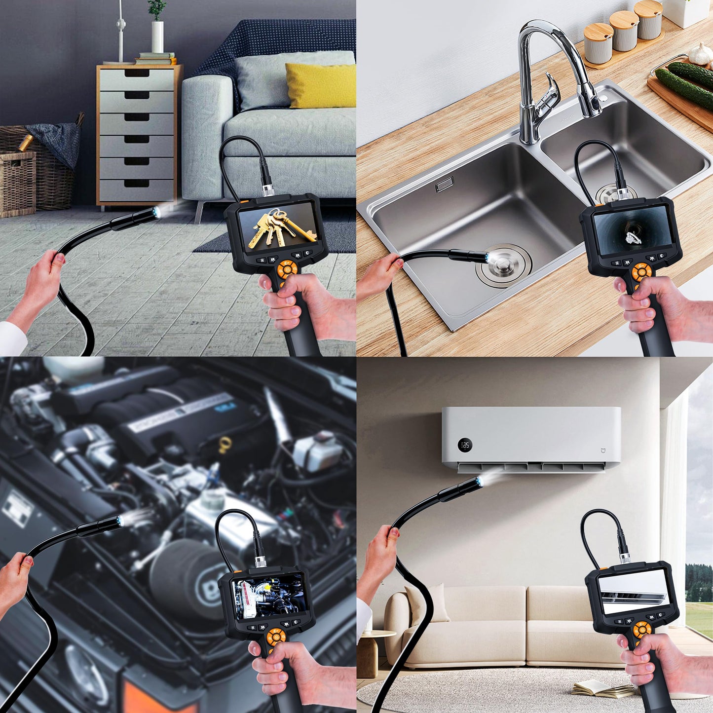 Daxiongmao Endoscope, 11 cm (4.3 inch) endoscope camera with light, IP67 waterproof, 1080 HD inspection camera, snake camera, 5m endoscope camera, gadgets for men.