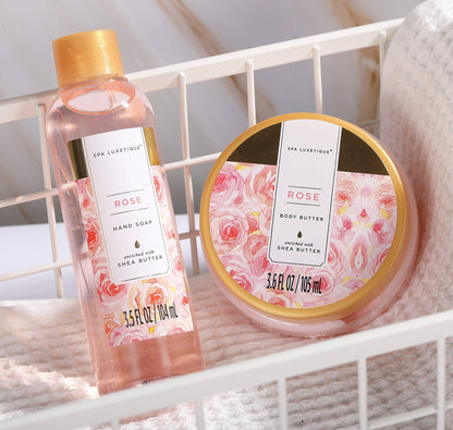 SPA LUXETIQUE Women's Bath Gift Set - 10pc Rose Scented Gifts for Women with Handbag, Birthday Gifts for Women, Wellness set, Mother's Day Gift, Christmas Gifts for Women