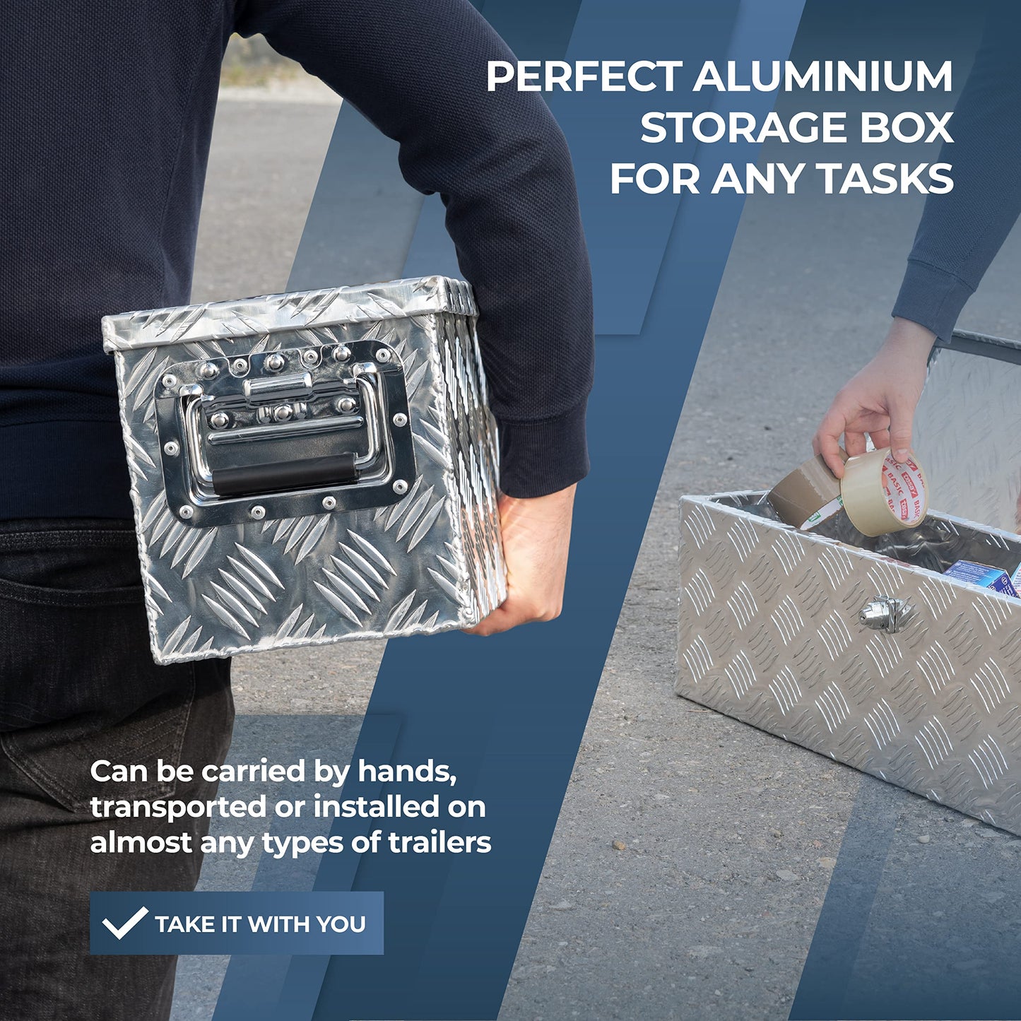 Aluminum transport box 800x220x220 mm truck box drawbar box toolbox aluminum box aluminum case