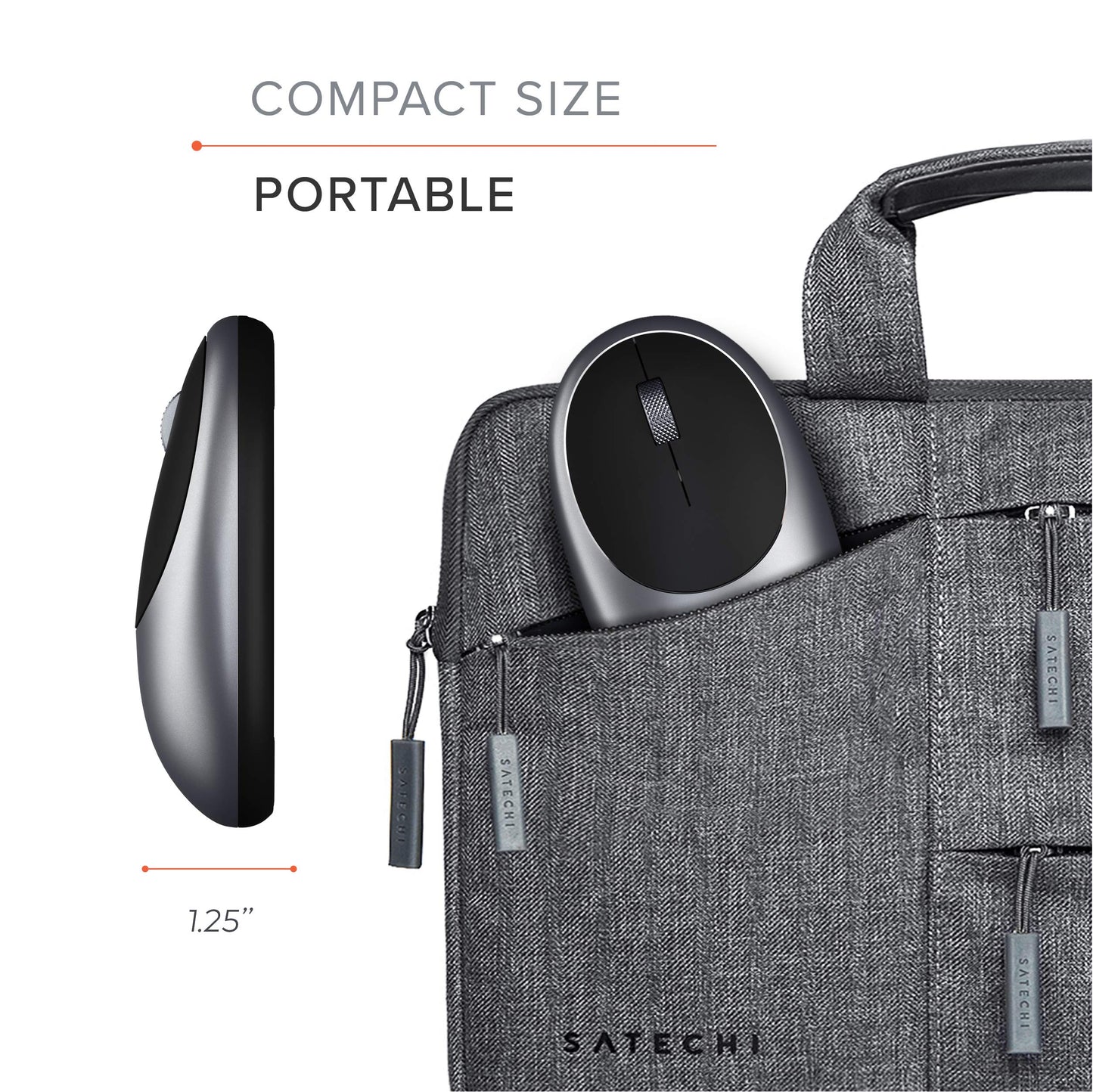 SATECHI M1 Wireless Bluetooth Mouse - USB-C rechargeable, compact & portable, for Mac/Windows, compatible with MacBook M4/M3/M2, Pro, Air, iMac, iPad Pro, iPhone 16/15/14 & more - Space Gray