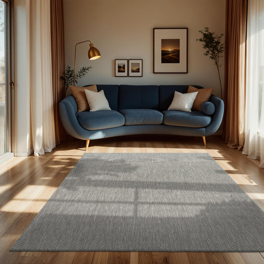 Paco Home outdoor rug flat weave sisal look modern plain mottled weather-resistant & easy-care kitchen rug ideal for patio balcony garden, size: 300x400 cm, color: grey.
