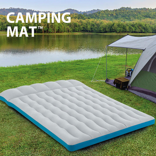 Intex 67999 - Inflatable Double Camping Mat, Laminate, Gray and Light Blue, 127 x 193 x 24 cm.