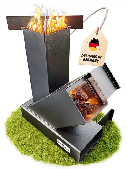 Rocket Stove Outdoor for Dutch Oven, BBQ, Patio, and more. No assembly. Sturdy and compact. Rocket Stove as a camping oven for cooking without gas and electricity. Cannon stove. Wood stove | Three Oaks