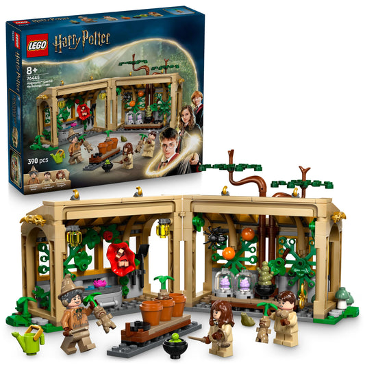 LEGO Harry Potter Hogwarts Castle Herbology Class - playset with Neville Longbottom, Hermione Granger, Professor Sprout, 3 Mandrakes, and greenhouse - gift for kids aged 8 and up - 76445