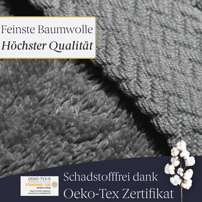 Liebenstein® Premium Towel Set - in anthracite - 2 bath towels 70x140 cm and 2 hand towels 50x100 cm made of finest cotton with 550 g/m² - exceptionally soft and absorbent.