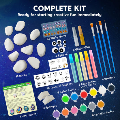 JOYIN Stone Painting Kit Craft set for kids aged 6-12, Creative rock painting, Stone painting set for kids, Crafting gift for girls ages 6-12, Glow in the dark, Halloween gift