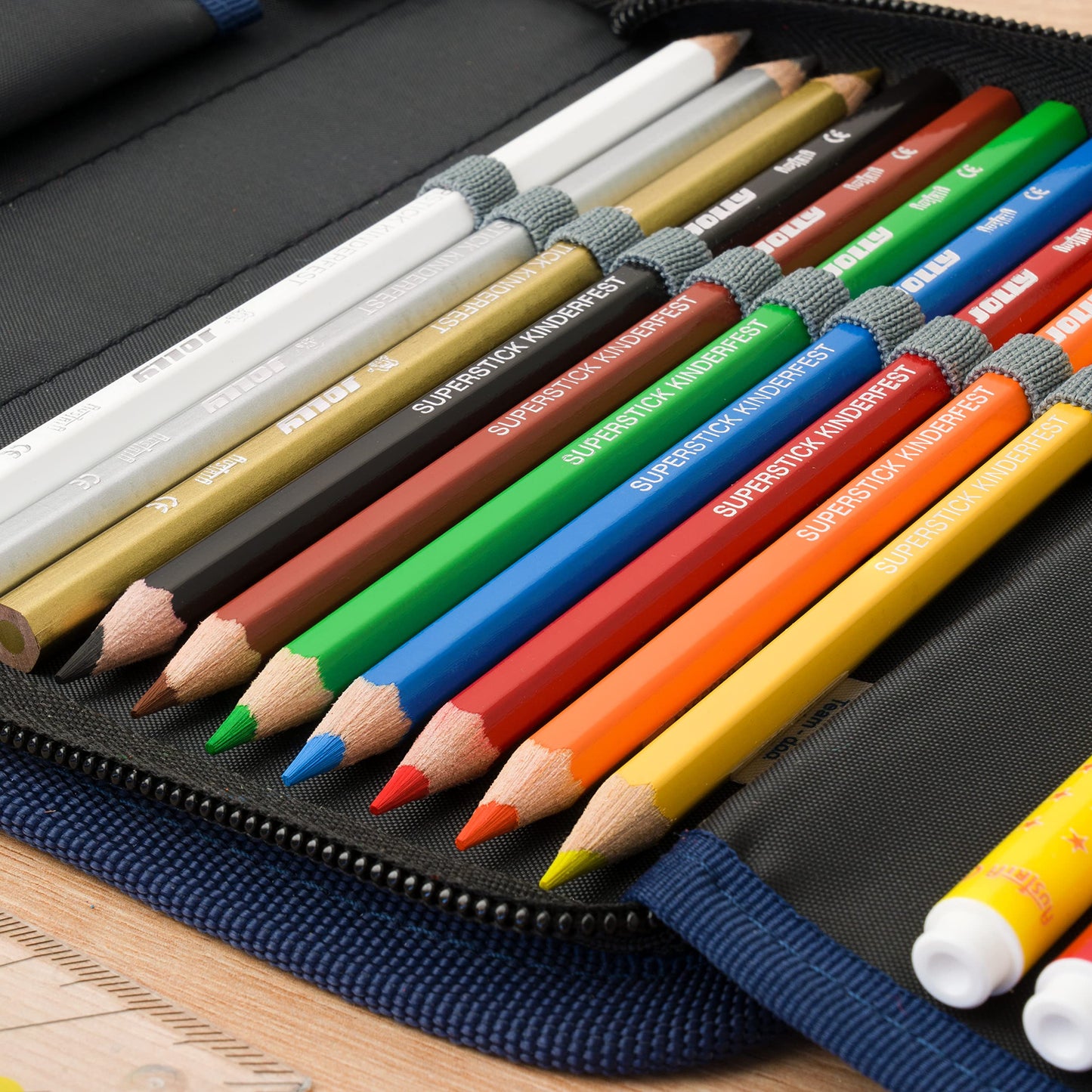 JOLLY Supersticks Colored Pencils Kids Party XXL Box Version 1, Break-resistant & non-toxic crayons, Made in Austria, 48 pencils