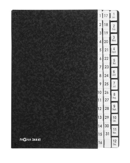 Pagna Desk Organizer Classic (Desk folder, 44 compartments, 1-31/1-12/Jan-Dec) black