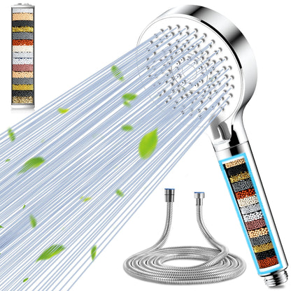 Magichome shower head with 20 layer filter, hand shower 5 spray modes high pressure water-saving shower head with hose for hard water, residual chlorine, heavy metals.