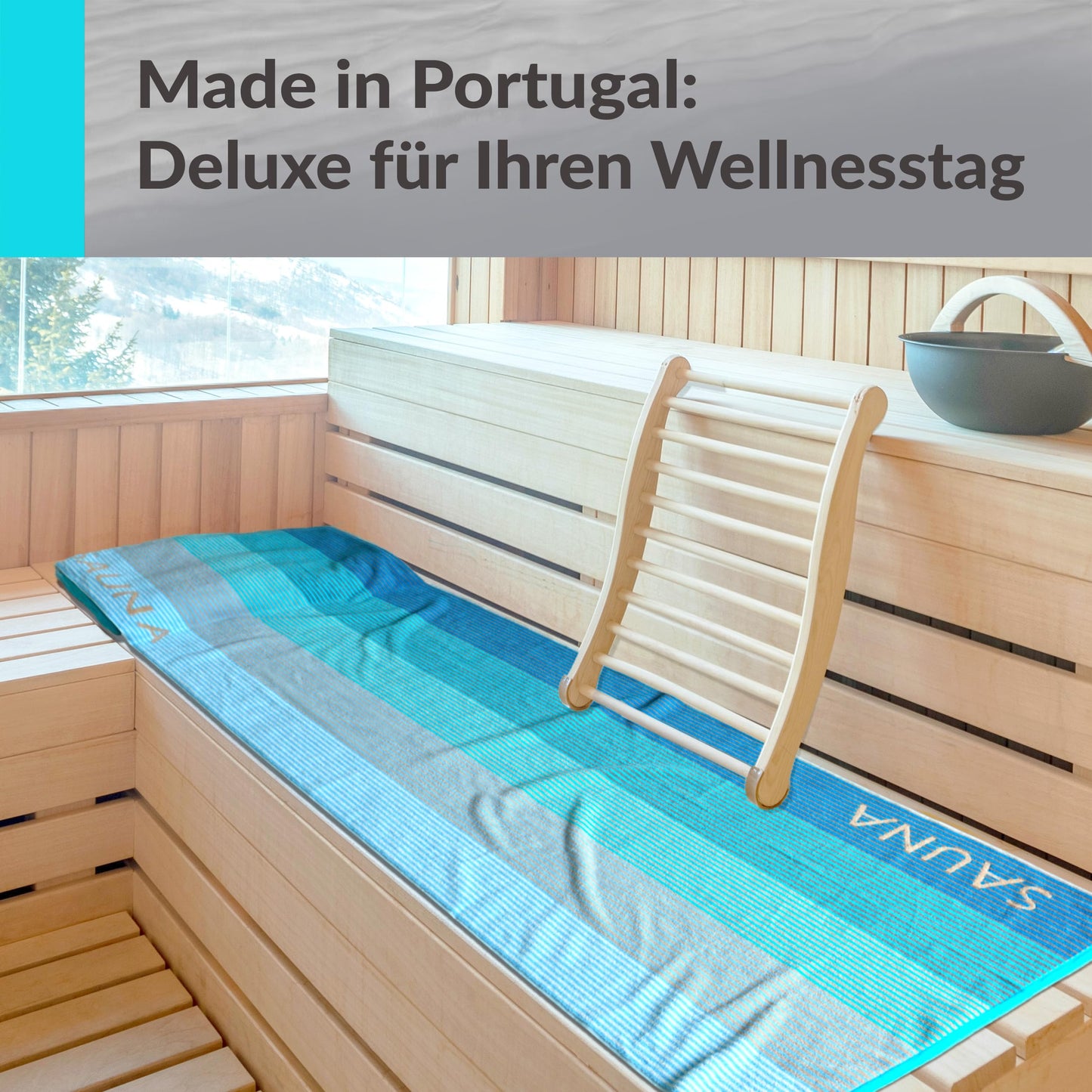 Lashuma Sauna Towel Blue - Turquoise, Helsinki large towel for the sauna, XXL bath towel made of 100% cotton 85x200 cm