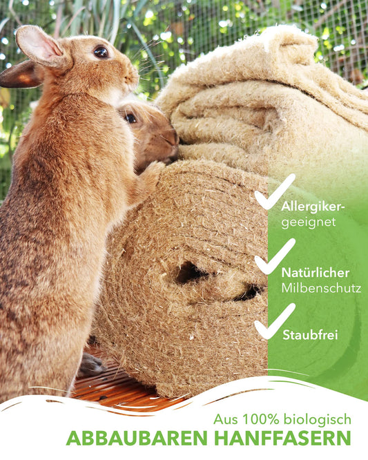 100% hemp rug, 100 x 50cm, 5mm thick, suitable for all small pets, hemp mat for rodents, floor covering (3 pieces)