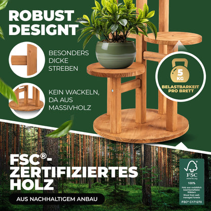 Homely 5-Tier Pine Wood Flower Rack [Multi-level] Plant Stand Indoor Flower Shelf Plant Display Stand Flower Ladder Plant Stairs Flower Bench for Indoor Balcony Garden