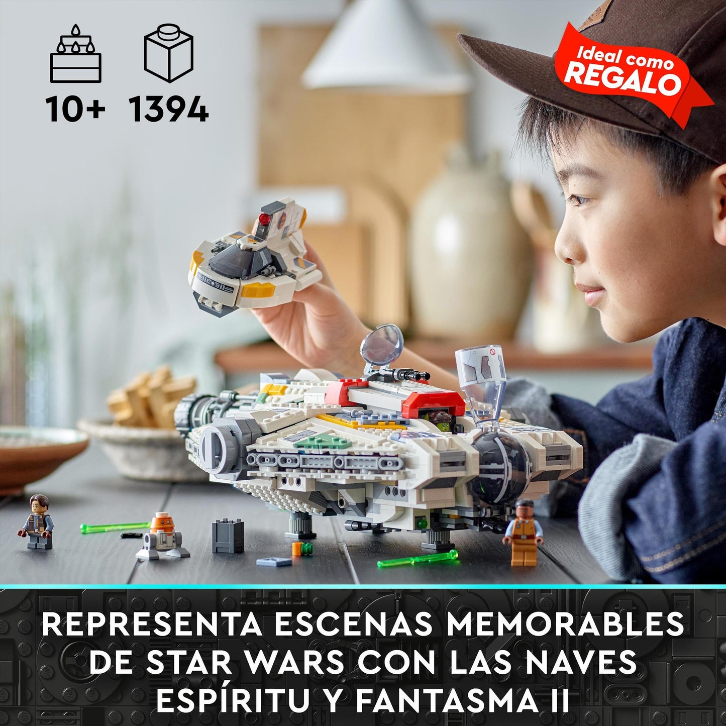 LEGO 75357 Star Wars Ghost & Phantom II set with 2 Ahsoka vehicles & 75362 Star Wars Ahsoka Tano's T-6 Jedi Shuttle set, buildable spaceship toys.