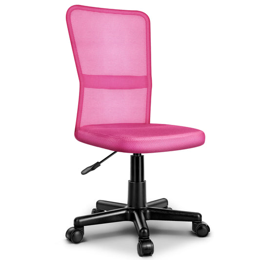 TRESKO office chair desk chair swivel chair, available in 7 color variations, with plastic castors, infinitely height-adjustable, padded seat, lift SGS tested (Pink)