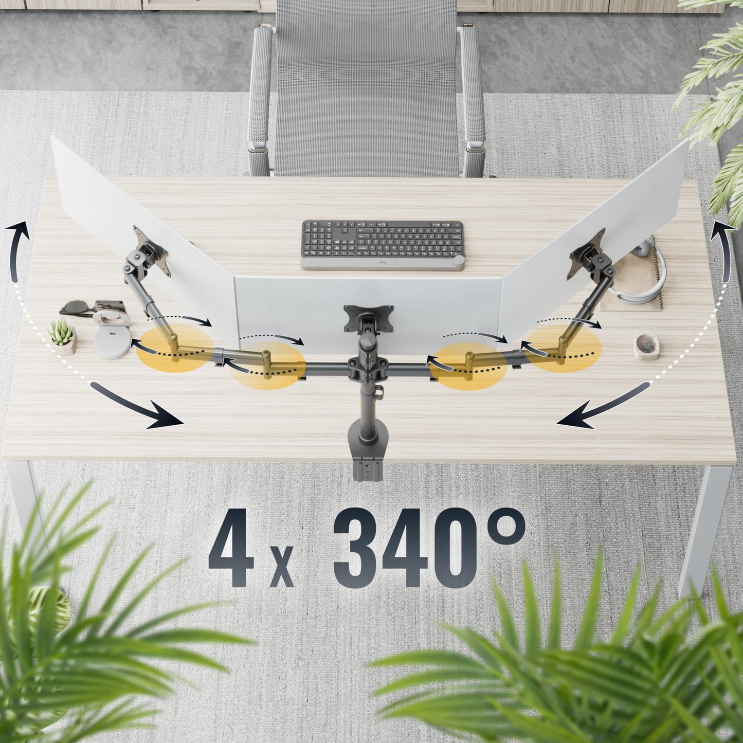 RICOO monitor mount 3-way monitor stand triple arms for 13-27 inch computer monitors screen mount TS5911 PC monitor arm screen stand desk mount holder monitor mount