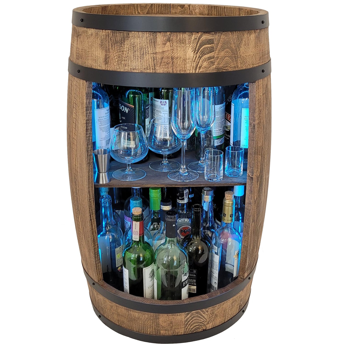 weeco wine barrel as wine rack - wine cabinet bar cabinet LED RGB lights, bar table made of wooden barrel, wine rack bottle holder decoration keg/ home bar chest of drawers wooden barrel for living room