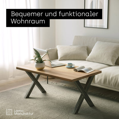 LAMO Manufacturer Table Legs for Dining Table | Desk, Light Mark | Square profile 60x60 mm, Table frame 60x72 cm (WxH), Raw steel with clear lacquer | 2 pieces, LTS-03-G-CC-0000