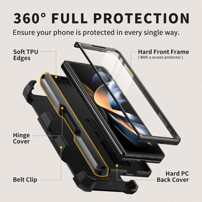 Tongate case for Galaxy Z Fold 5, with new S Pen holder & display protection & kickstand, full-body rugged hinge protection with belt clip camera cover for Samsung Galaxy Z Fold 5 case, black