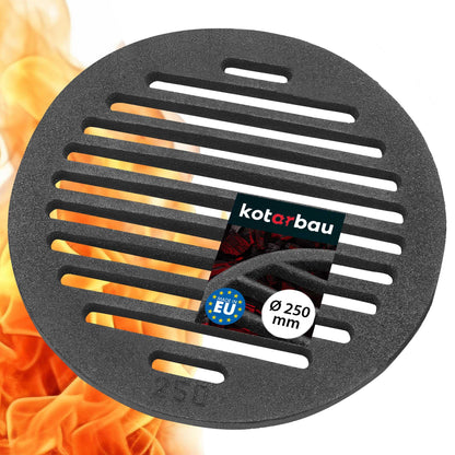 KOTARBAU Fireplace Grate Ø 25 cm Round Grate Ash Grate Stove Grill Grate Hearth Grate Grate Oven Grid Fireplace Spare Parts Accessories Cast Iron Grate Oven Grate Grill Fireplace Round