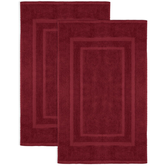 NatureMark 2-pack bath mat | Premium quality | 100% cotton | 50 x 80 cm | Shower mat double pack | Color: Bordeaux red