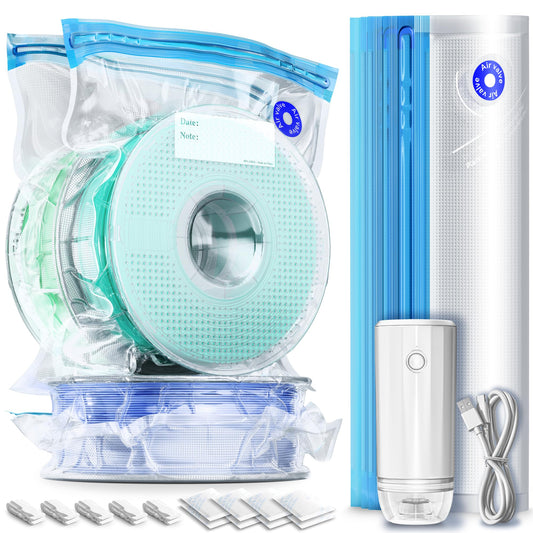 Filament Vacuum Bag Kit with Automatic Pump, 20 Filament Storage Bags 34*30 cm for 1.75mm 3D Printer Filament