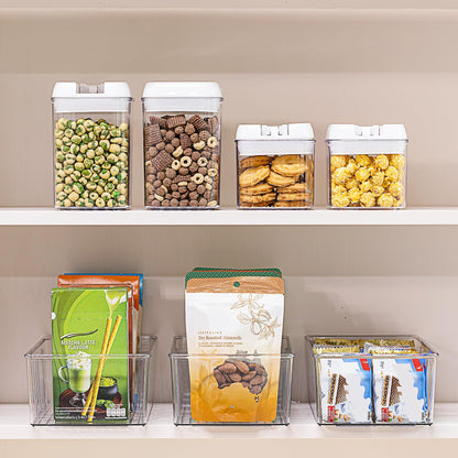 Vtopmart 2 Pack Refrigerator Organizer with 4 compartments, BPA-Free Kitchen Stackable Food Storage Box for tea bags, snacks, spices