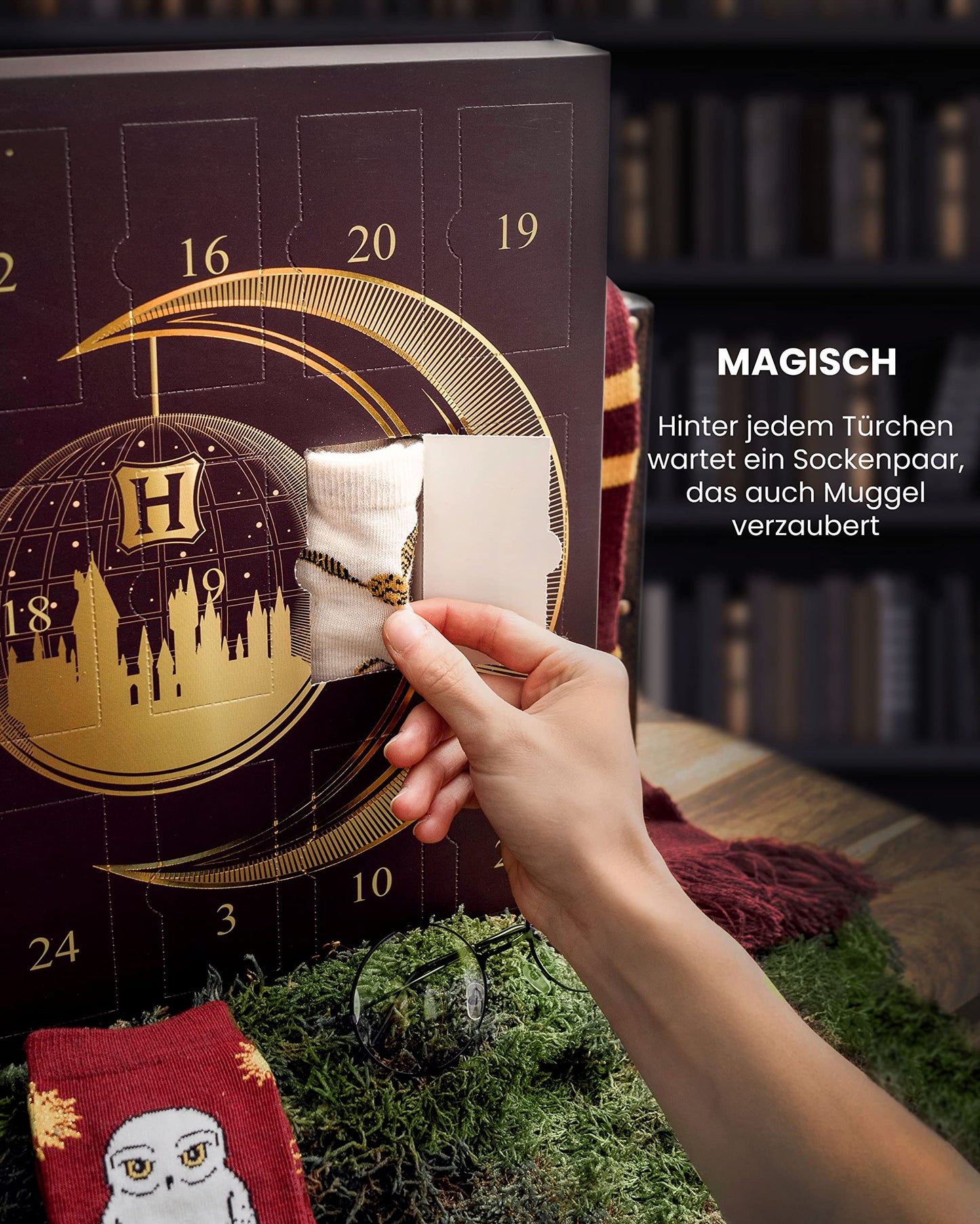 HARRY POTTER ® | Original Advent Calendar | 24 Pairs of Socks for Women | Christmas Calendar with Footies + Tall Socks | Size 35-41 | OEKO-TEX ®