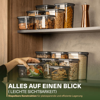 Viwares airtight storage containers with lids | 15-piece storage container set | BPA-FREE | For storing muesli, flour, and sugar | Practical kitchen storage box for all foods