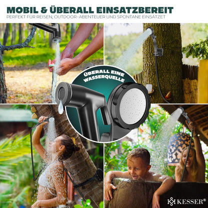 KESSER® Camping Shower Solar Shower with Pump & Rechargeable Battery 8000mAh Portable Shower | Camping Shower Set including adjustable Shower Head, 2m Hose, Spray Gun, Holder & 20L Water Tank