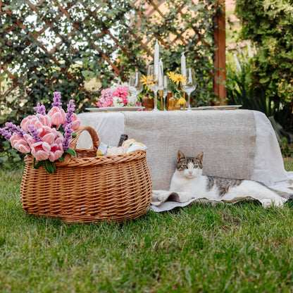Creative Home Large Picnic Basket Wicker Basket with Handles Shopping Basket Car Basket | 45 x 32 x 34 cm (+/- 1 cm) | Large, Lightweight | Natural Brown | Handwoven | Versatile, Durable Easter Basket Woven