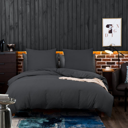 AYSW Bedding Brushed Microfiber 1 Duvet Cover 200x200cm + 2 Pillowcases 80x80cm with Zipper Gray