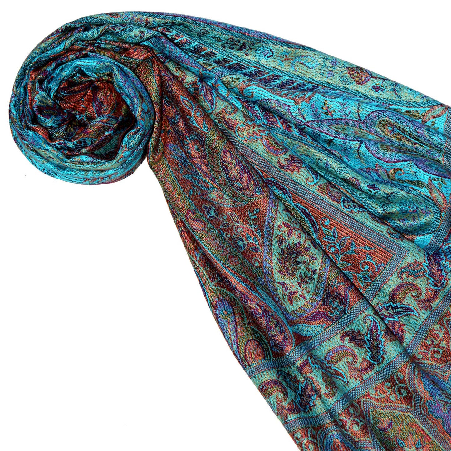 Lorenzo Cana - Pashmina shawl, stole made of natural fiber, opulent paisley pattern in harmonious colors, with fringes women's scarf, 70 x 200 cm - 78599