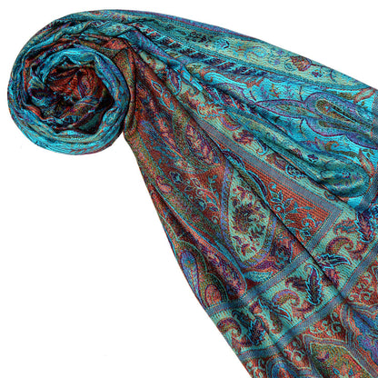 Lorenzo Cana - Pashmina shawl, stole made of natural fiber, opulent paisley pattern in harmonious colors, with fringes women's scarf, 70 x 200 cm - 78599