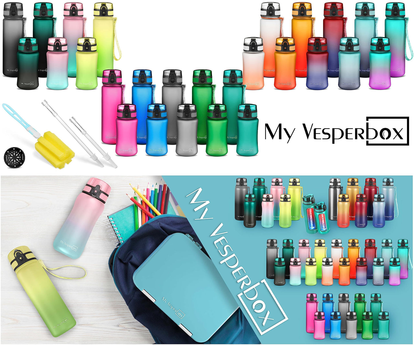 My Vesperbox - Len - Bento Box Kids - Lunchbox with 4+2 compartments - extremely durable - lunchbox - ideal for kindergarten and school... (Purple - Unicorn)