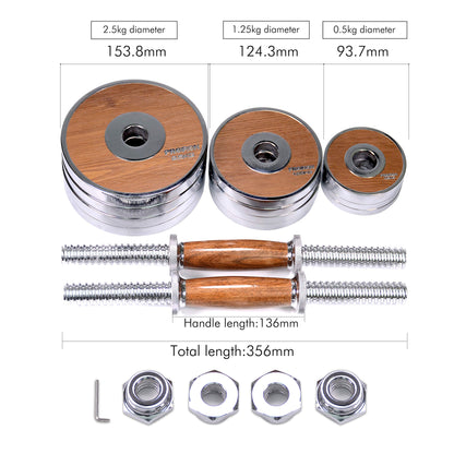 PROIRON Walnut-steel dumbbell set 20KG Adjustable dumbbell for gym office home (Pair)