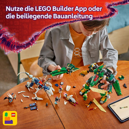 LEGO NINJAGO 2-in-1 Lloyd's Jet Mech - toy with 5 minifigures, dragons, equipment, and a flying motorcycle - gift for boys and fans of Rise of the Dragons aged 9 and up 71845