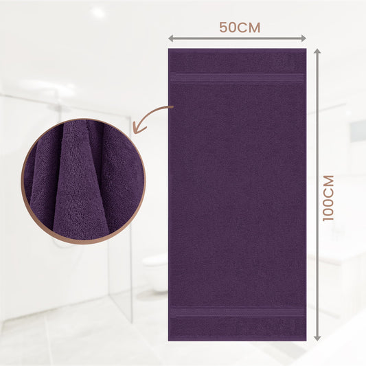 Utopia Towels - 6 pack of Terry hand towels 50x100 cm with hanging loop, medium size towels 100% cotton soft and absorbent towel set (Plum)
