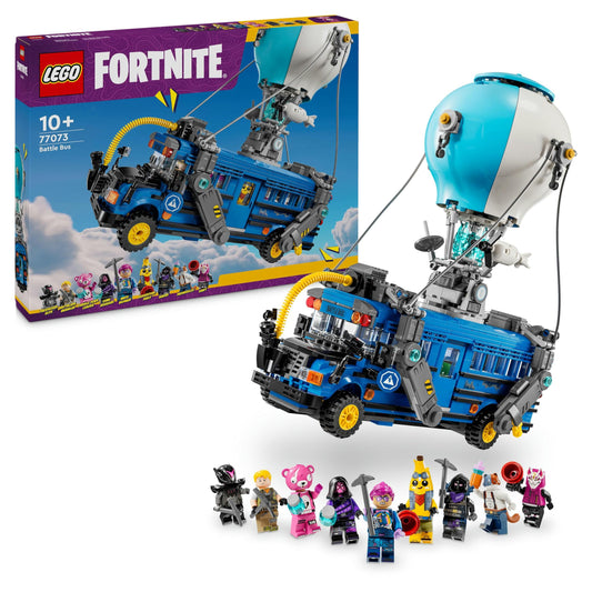 LEGO Fortnite Battle Bus - Toy vehicle from the video game with 9 minifigures and accessories. For gamers, boys, girls, and fans aged 10 and up. - 77073